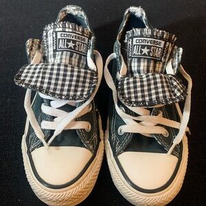 Converse Kids Sneakers Double tongue- Low Top Black and White size 4